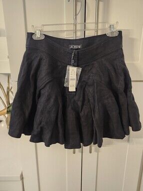J. Crew Black Fit - Flared  Linen Blend Skirt Sz 4